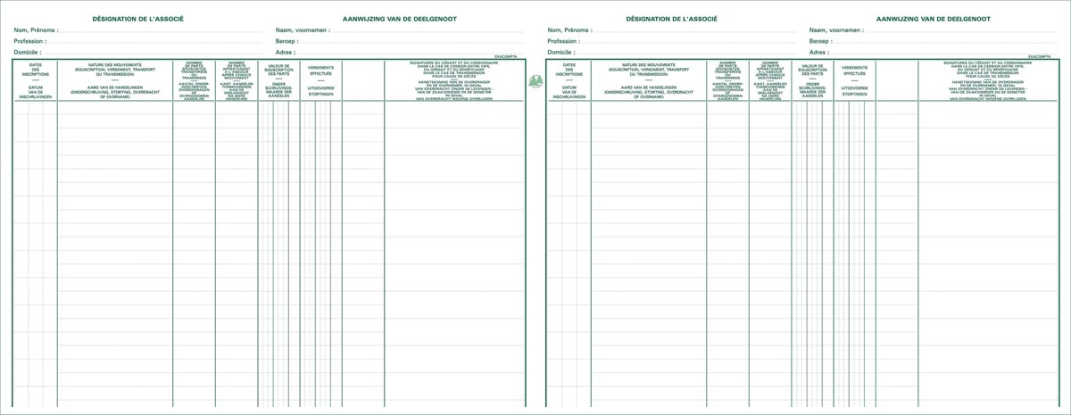 Exacompta aandeelhouders, ft 24 x 32 cm, tweetalig, voor BVBA