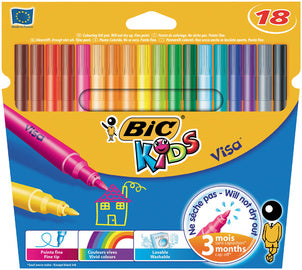 BIC KIDS vezelpen Visa, 18-pack kartonnen doos