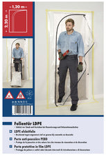 WESTEX stofbeschermingsdeur, LDPE-folie, (B)1.200 x (H)2.200 mm