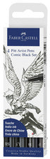 FABER-CASTELL inktpen PITT artist pen, doosje van 4 strips
