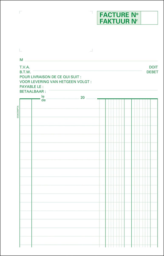 Exacompta factuurboek, ft 21 x 13,5 cm, tweetalig, dupli (50 x 2 vel)