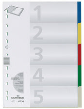 DURABLE plastic registers, A4, PP, 5-delig