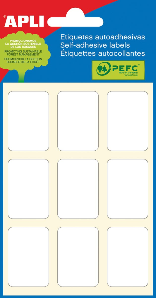 Apli witte etiketten ft 22 x 32 mm (b x h), 54 stuks, 9 per blad (2679)