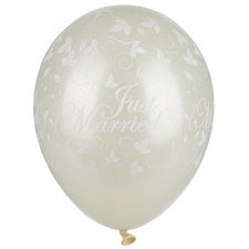 PAPSTAR ballonnen Just Married, ivoor metallic