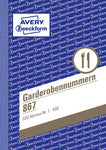 AVERY Zweckformulierenboek Garderobenummers, 1-500, A6