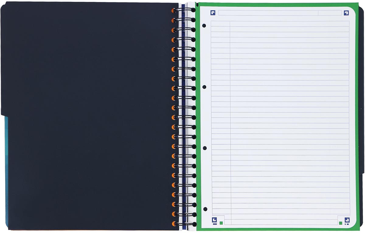 Oxford School Projectbook spiraalschrift, ft A4+, 4-gaats, gelijnd, aqua blauw