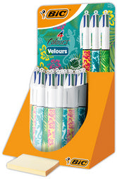 BIC 4Colours Velours intrekbare biros, toonbankdisplay