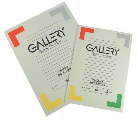 Gallery tekenblok, houtvrij papier, 120 g/m², ft 21 x 29,7 cm (A4), blok van 24 vel