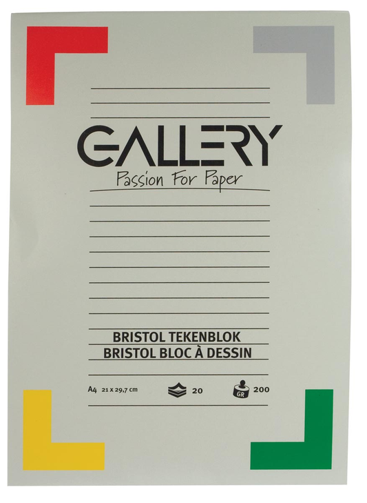 Gallery Bristol tekenblok, ft 21 x 29,7 cm , A4, 200 g m², 20 vel