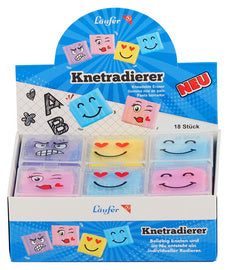 Runner Plasticine Gum Smiley, in een display van 18