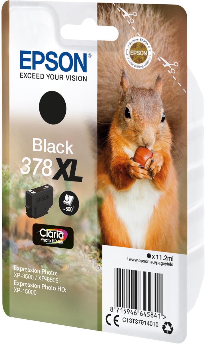 Epson inktcartridge 378 XL, 500 pagina's, OEM C13T37914010, zwart