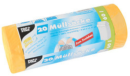 PAPSTAR afvalzakken HDPE, met trekkoord, 60 liter, geel