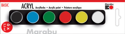 Marabu acrylverf set BASIC, 6 x 3,5 ml