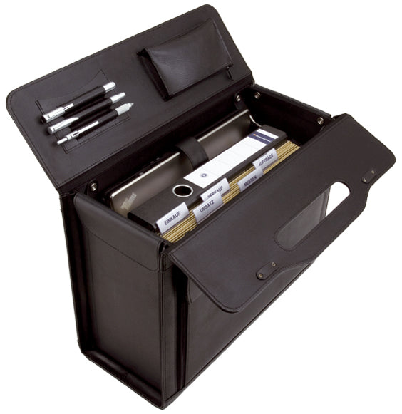 Alassio ANCONA pilotenkoffer, leder, zwart