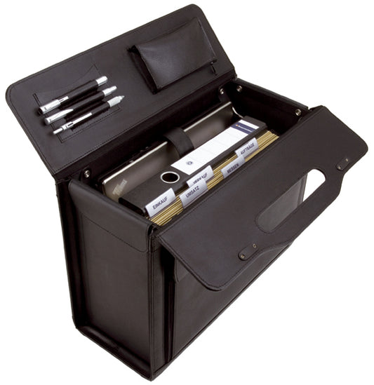 Alassio ANCONA pilotenkoffer, leder, zwart