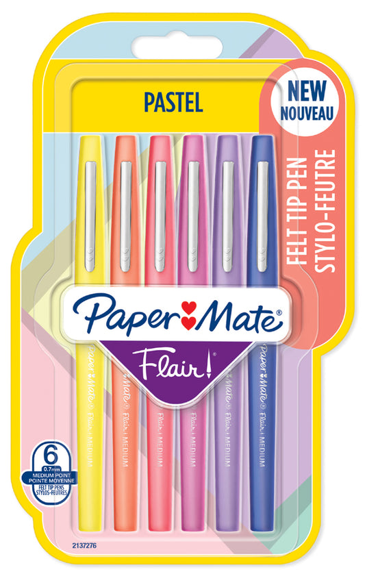 Paper:Mate Flair PASTELL vezelstiften, blister van 6 stuks