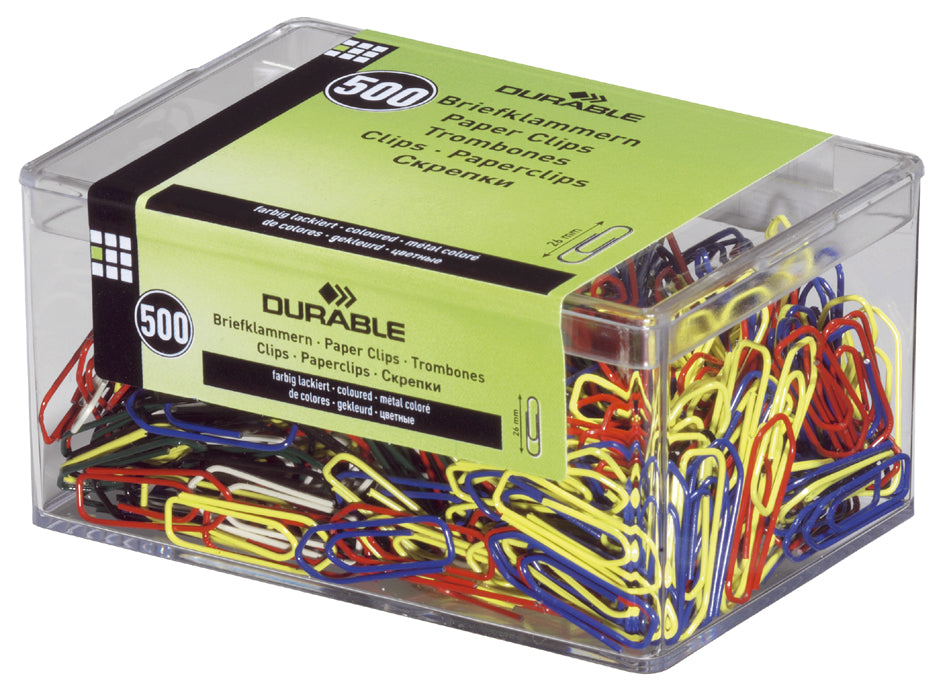 DURABLE paperclips, kleur gelakt, puntig, 26 mm