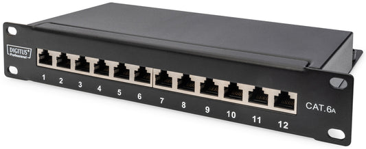 DIGITUS 10 Patch Panel Cat. 6A, afgeschermd, 12-poorts, grijs