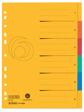 herlitz kartonnen indexen, A4 extra breed, 6-delig, blanco