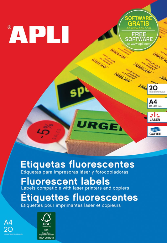 Apli fluorescerente etiketten 99,1 x 67,7 mm (b x h) oranje