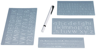WEDO belettering sjabloon set, belettering hoogtes: 5 mm, 10 mm, 20 mm