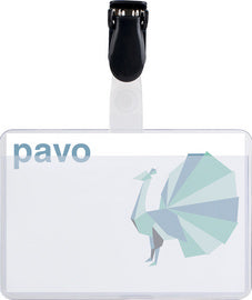 pavo naamplaatje, met clip, 60 x 90 mm, transparant