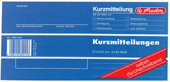 herlitz formulierenboek kort bericht, 1/3 A4 liggend