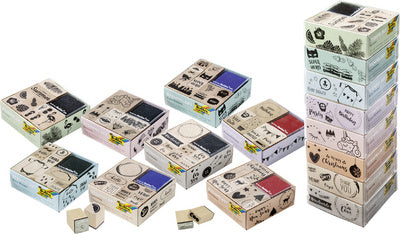 folia motief stempelset Gelukkige Verjaardag, gemaakt van hout, 11 stuks