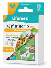 Lifemed kindergips strips boerderijdieren, metalen doos van 40