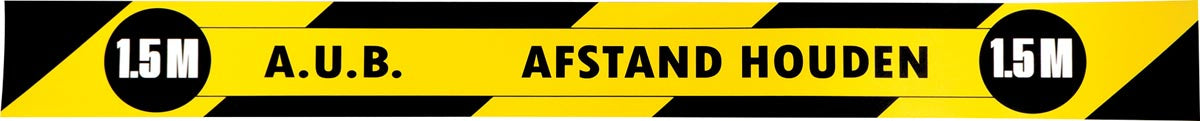 Gallery vloersticker, houd  1,5 meter afstand, ft 80 x 8 cm, geel/zwart