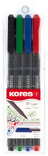 Kores Fineliner K-Liner, lijndikte: 0,4 mm, 4-delig etui