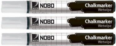 nobo krijtmarker, nat uitwisbaar, wit