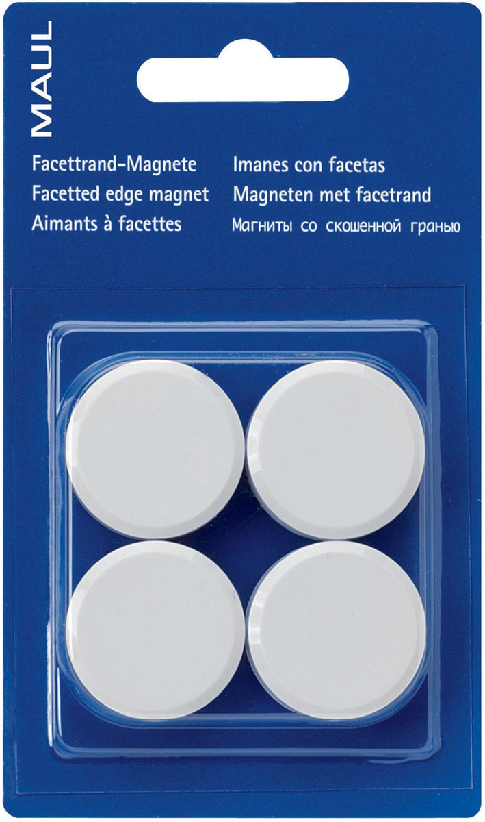 Maul magneet MAULsolid, diameter 38 mm, wit, blister van 4 stuks