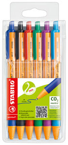 STABILO punt bal intrekbare biros, 6-pack plastic etui