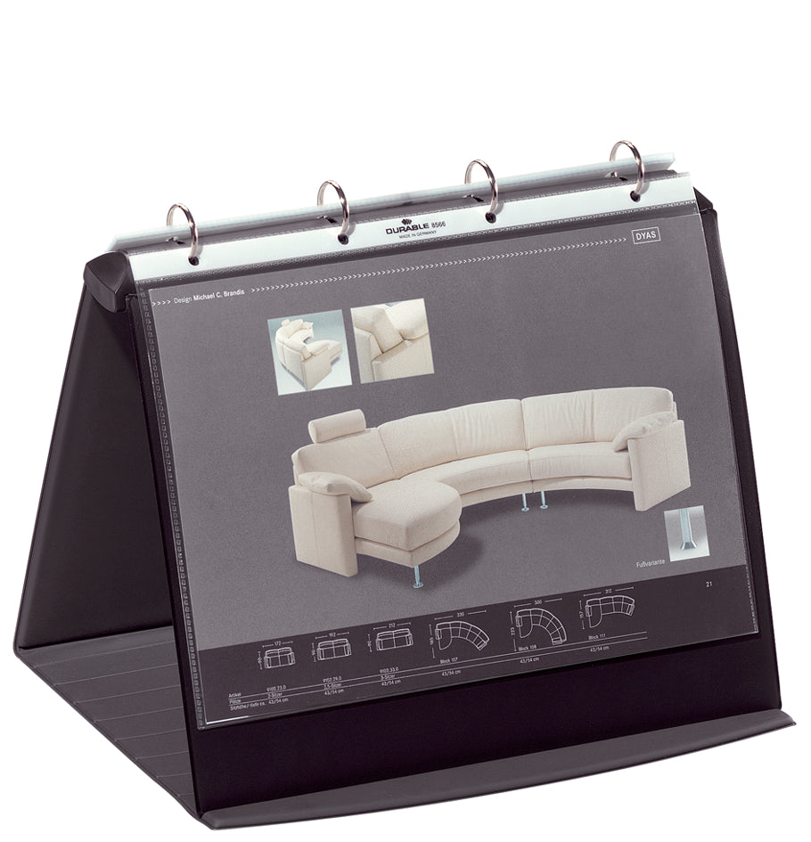 DURABLE tafelflipover, A4 liggend, zwart, incl. 10 vakken