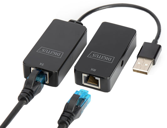 DIGITUS USB 2.0 Extender Set, geschikt voor PoE, zwart