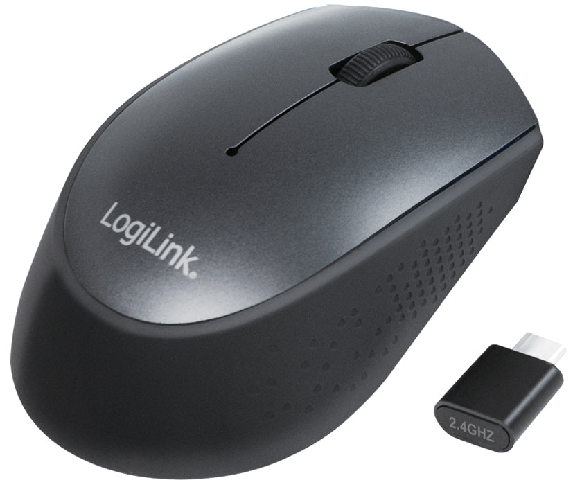 LogiLink draadloze muis USB-C, draadloos, zwart