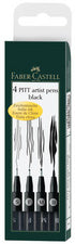 FABER-CASTELL inktpen PITT artist pen, zwart, doosje van 4