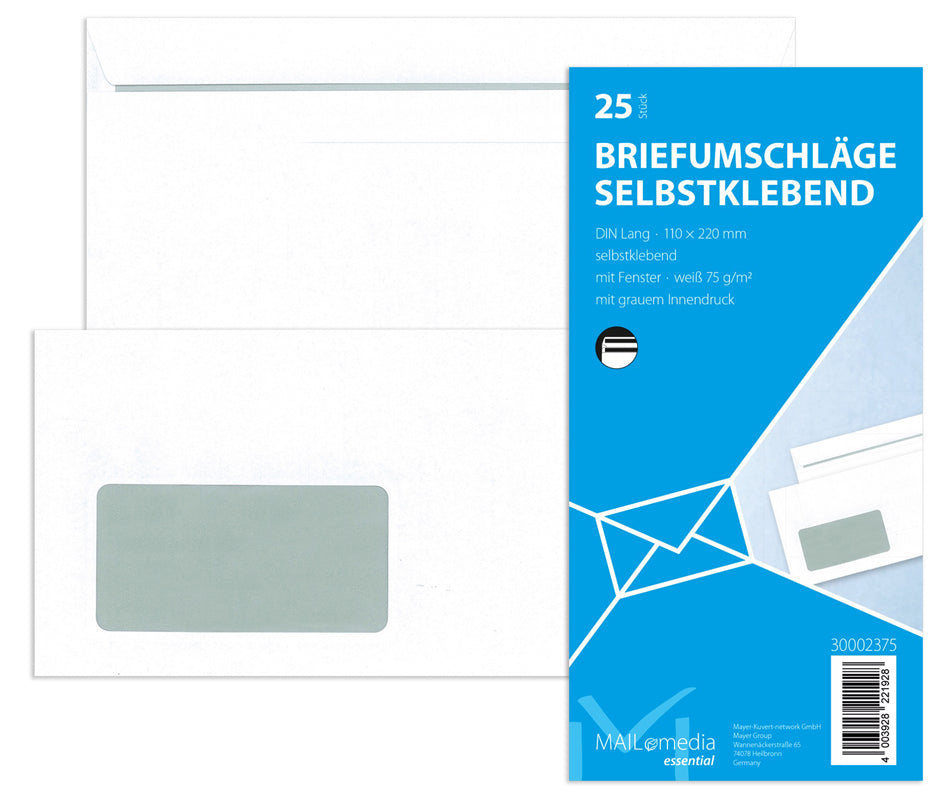 MAILmedia envelop offset wit, DIN lang, met venster