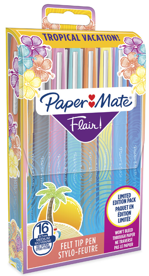Paper:Mate Flair TROPICAL VACATION vezeltip-pennen, 16-delig etui