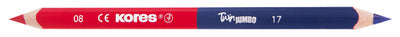 Kores Driekantig Leerkrachtenkrijt TWIN Jumbo, blauw/rood