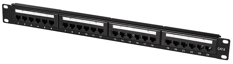 LogiLink 19 patchpaneel cat.6, 24 poorten, zwart, 1U