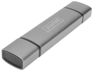DIGITUS Dual Card Reader Hub USB-C / USB 3.0, OTG, grijs