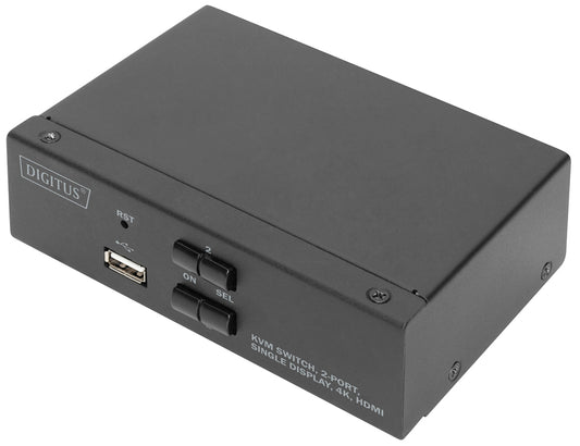 DIGITUS KVM-switch, 2-poorts, enkel scherm, 4K, HDMI